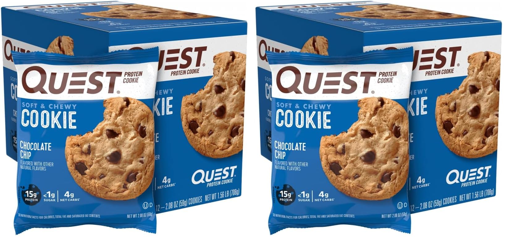 Quest Nutrition Double Chocolate Chip Protein Cookie, 15g Protein, 4 Count — Amazon image 10