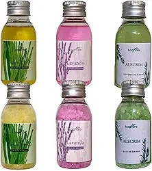 Kit 3 Sais De Banho e 3 Espumas para Banheira Hidromassagem Lavanda Alecrim Capim Limao 60ml