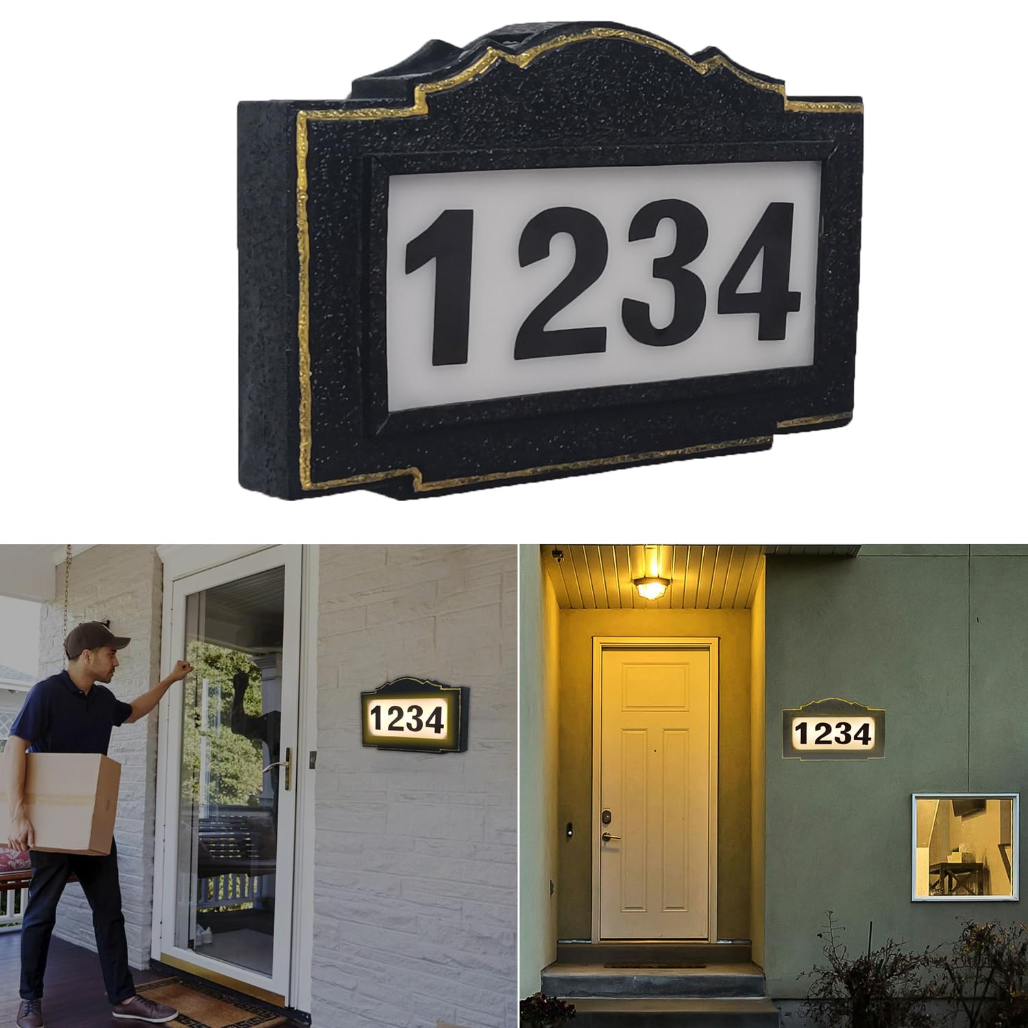 House Numbers for Outside, Solar Address Sign, Street Signs Mailbox Wall Mounted/In Ground Address Plaquete light