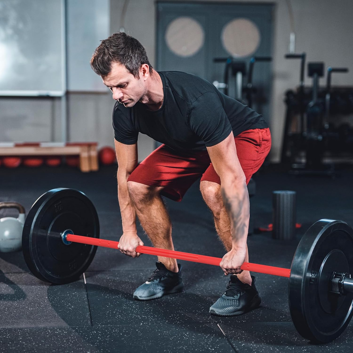 TECHNOAGE 7FT Olympic Barbell 700LB Capacity – Heavy Duty Olympic Weight Bar, 2" Weight Lifting Bar for Squat Bench Deadlift, Powerlifting Barbell for Strength Training, Home Gym & Commercial Fitness