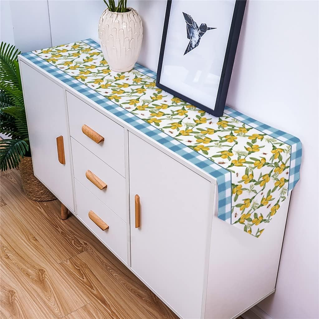 Lemon Fruit Table Runner for Wedding Banquet Home Festival Party Dinning Table Decoration Table Runner(36x183cm)