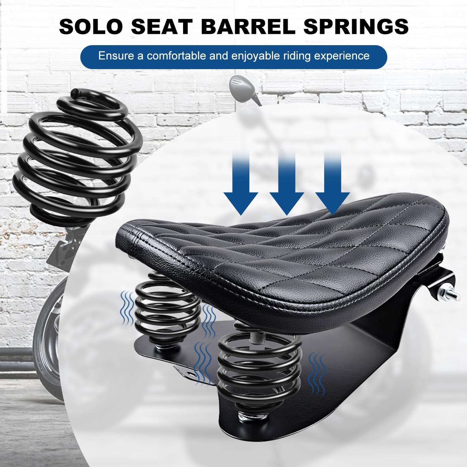 Motorcycle Solo Seat Springs, 2 Inch Seat Spring Bracket Fit for Harley Sportster Softail Dyna Fatboy Bobber Chopper Custom Black