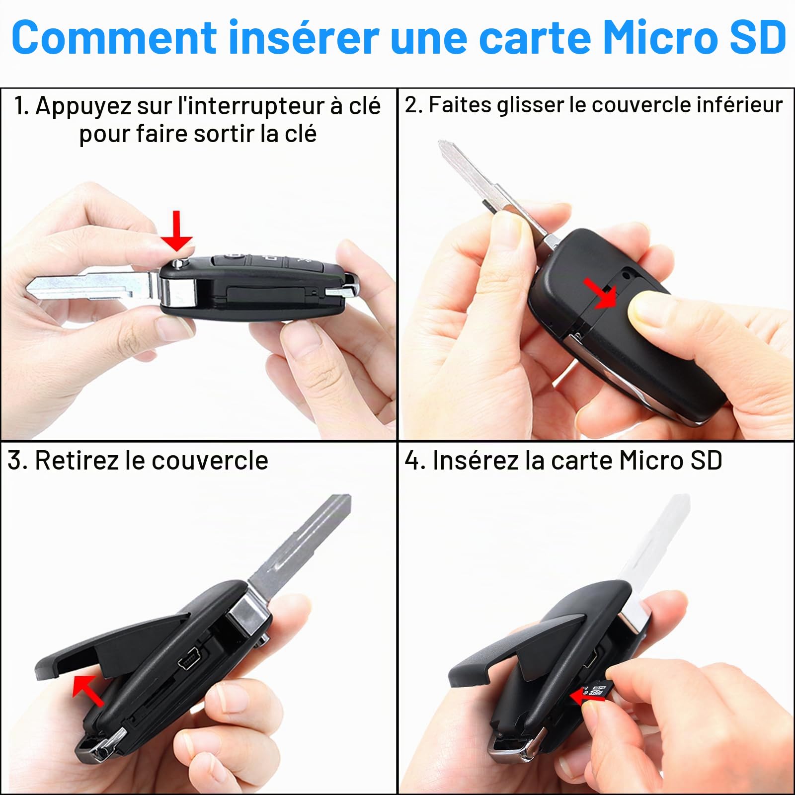 UYIKOO Caméra Espion Porte Clés, Mini Camera Cachée de Voiture 1080P HD Caméra de Surveillance Discret Détection de Mouvement Vision Nocturne