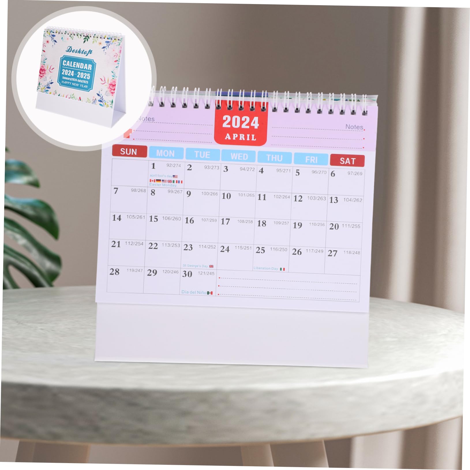TEHAUX 4stücke Wiederverwendbarer Tischkalender Englischer Schreibtischkalender Für Büro Und Zuhause Monate Design Stabiler Metallbindung Für Planung Und Organisation
