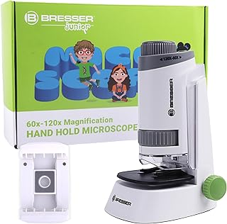 Pocket Microscope for Kids, 60x-120x Kids Handheld Mini Microscope, LED Lighted Pocket Portable Microscope for Learning, Education and Exploring with Phone Adapter