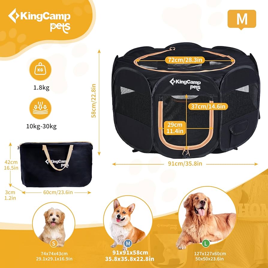 Amazon | KingCamp ペットサークル ドッグハウス 中型犬 八角形