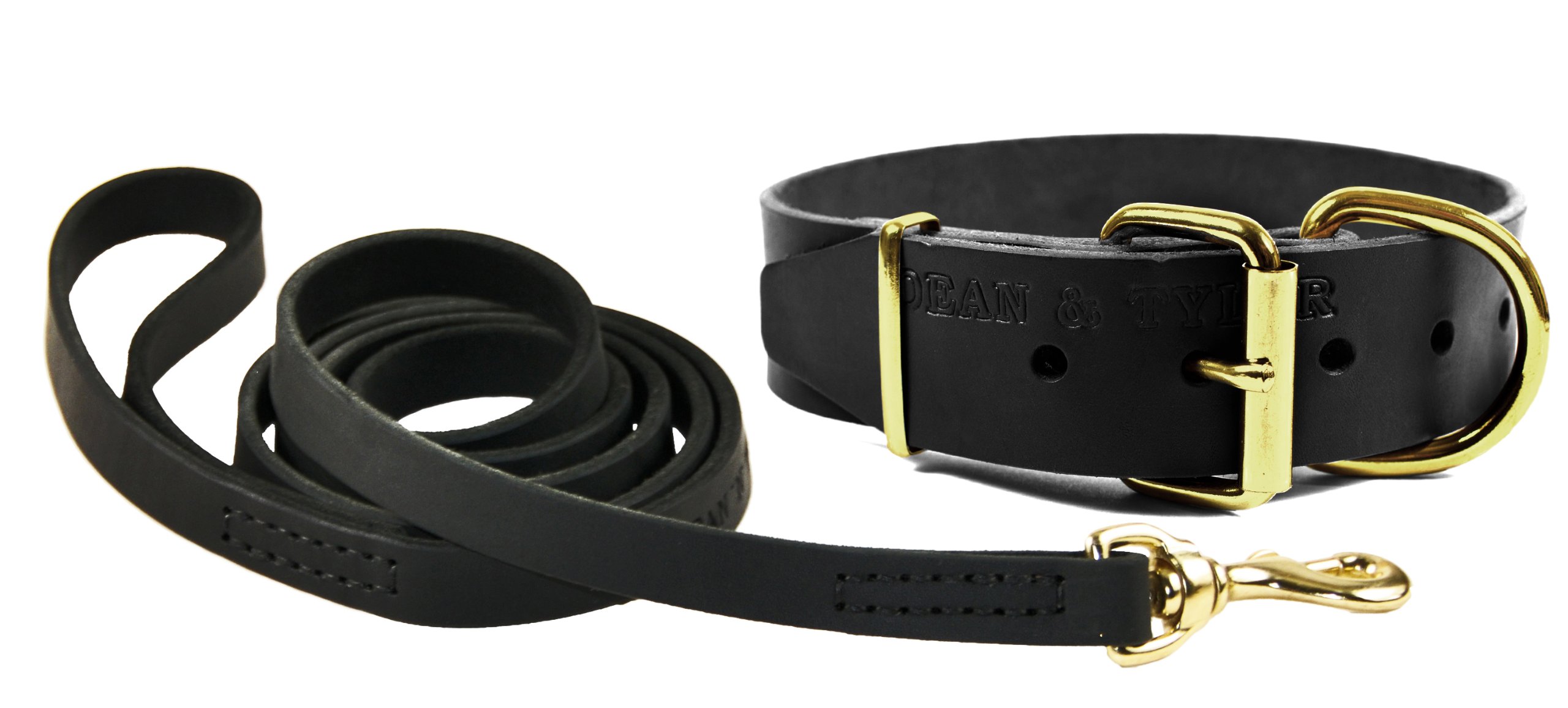 Collier Laiton Dean et Tyler noir avec laisse 1,8 m pour grand chien et équipement de dressage