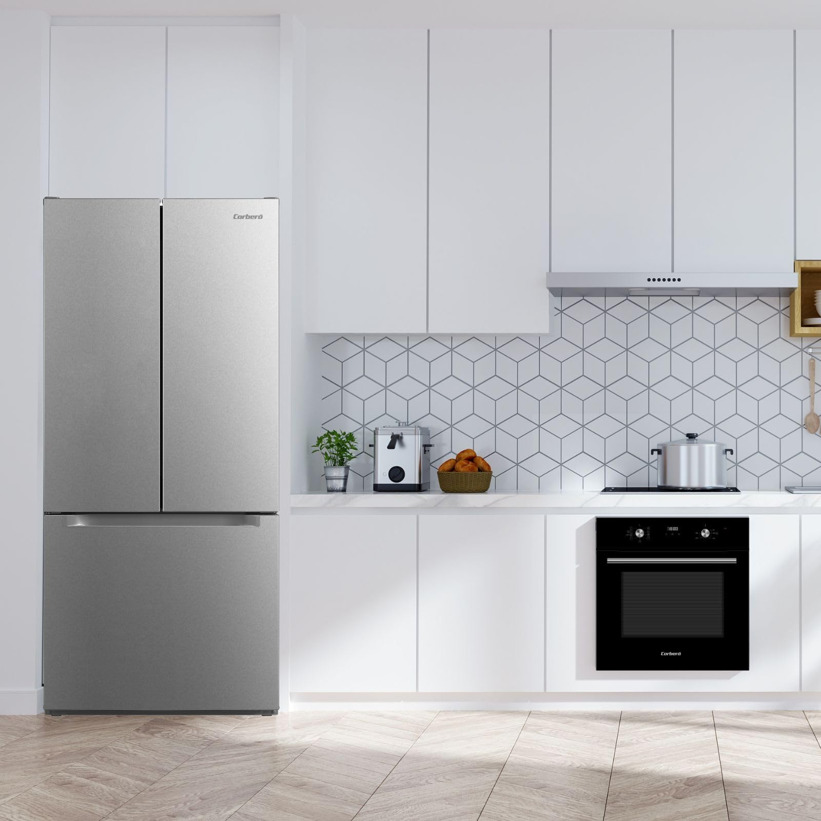 Corberó - Frigorífico French Door | CFFDM7535X | No Frost | Inverter | 522L | 170 cm | Display interior | 2 cajones Crisper | Luz Led | Inox
