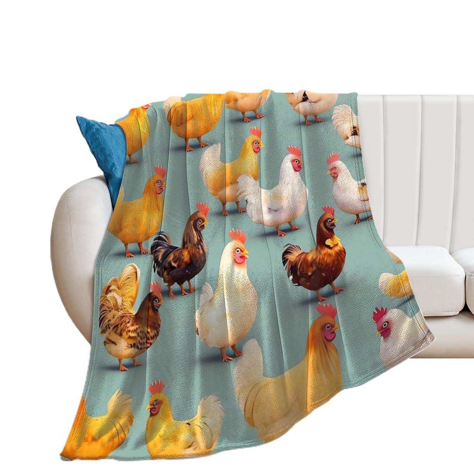 Couverture de marche en flanelle poulet plaid en peluche pour cadeau original