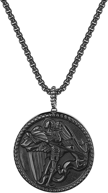 COAI Christian Jewelry Black Obsidian Pendant Necklace