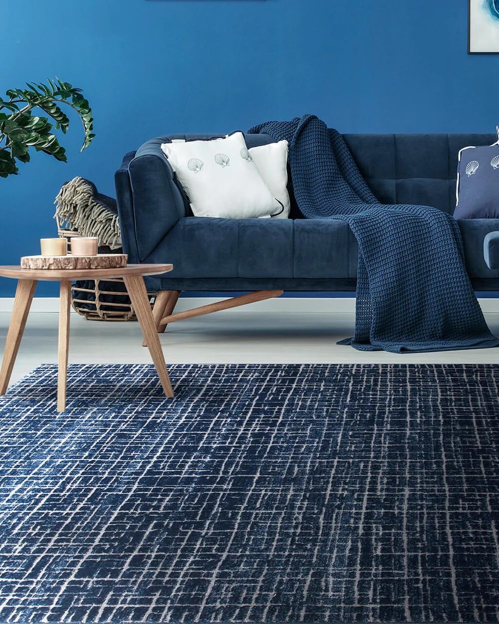 CarpetLiving.Com - Denver Blu | 133 x 190 cm | Tappeti Arredo | Tappeto di Design Moderno | Soggiorno, Salotto, Camera da Letto