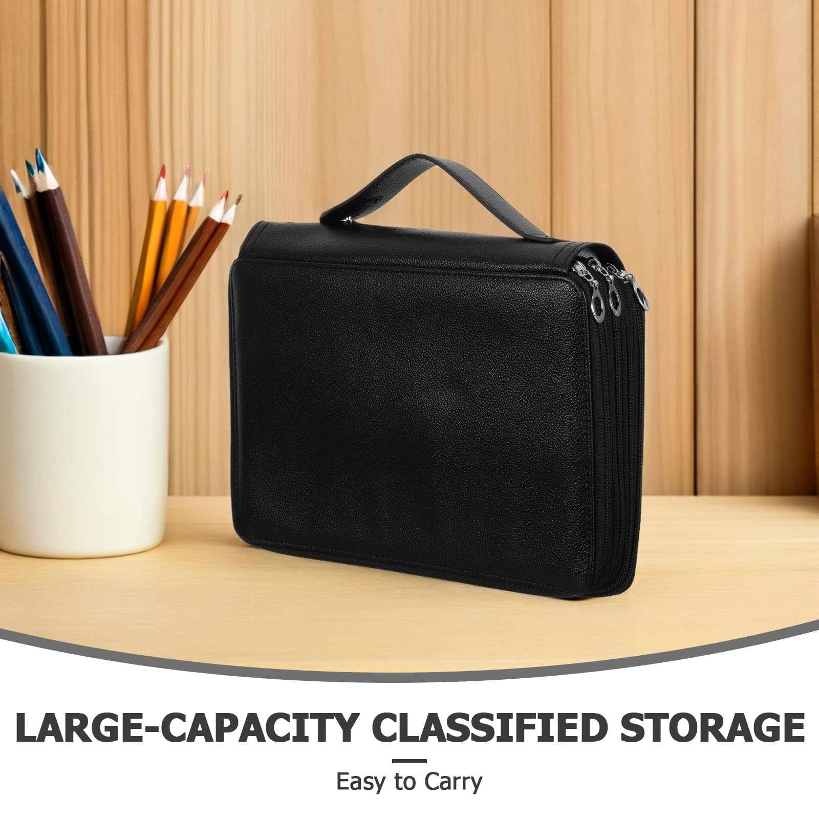 Holibanna Astuccio grande: organizer per matite colorate da 200 scomparti, astuccio con cerniera di grande capacità per articoli artistici, portapenne a 4 strati con maniglia
