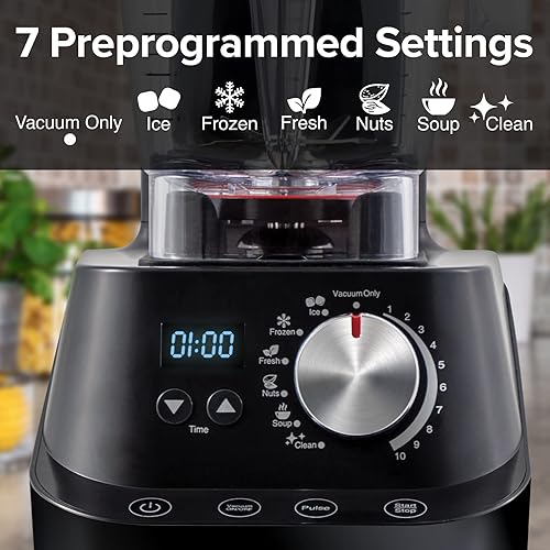 Miniatura 5 de NuWave Moxie - Licuadora comercial, licuadora de batidos al vacío con motor de 2.5 HP, grado profesional, autolimpiante, 6 ajustes preestablecidos y