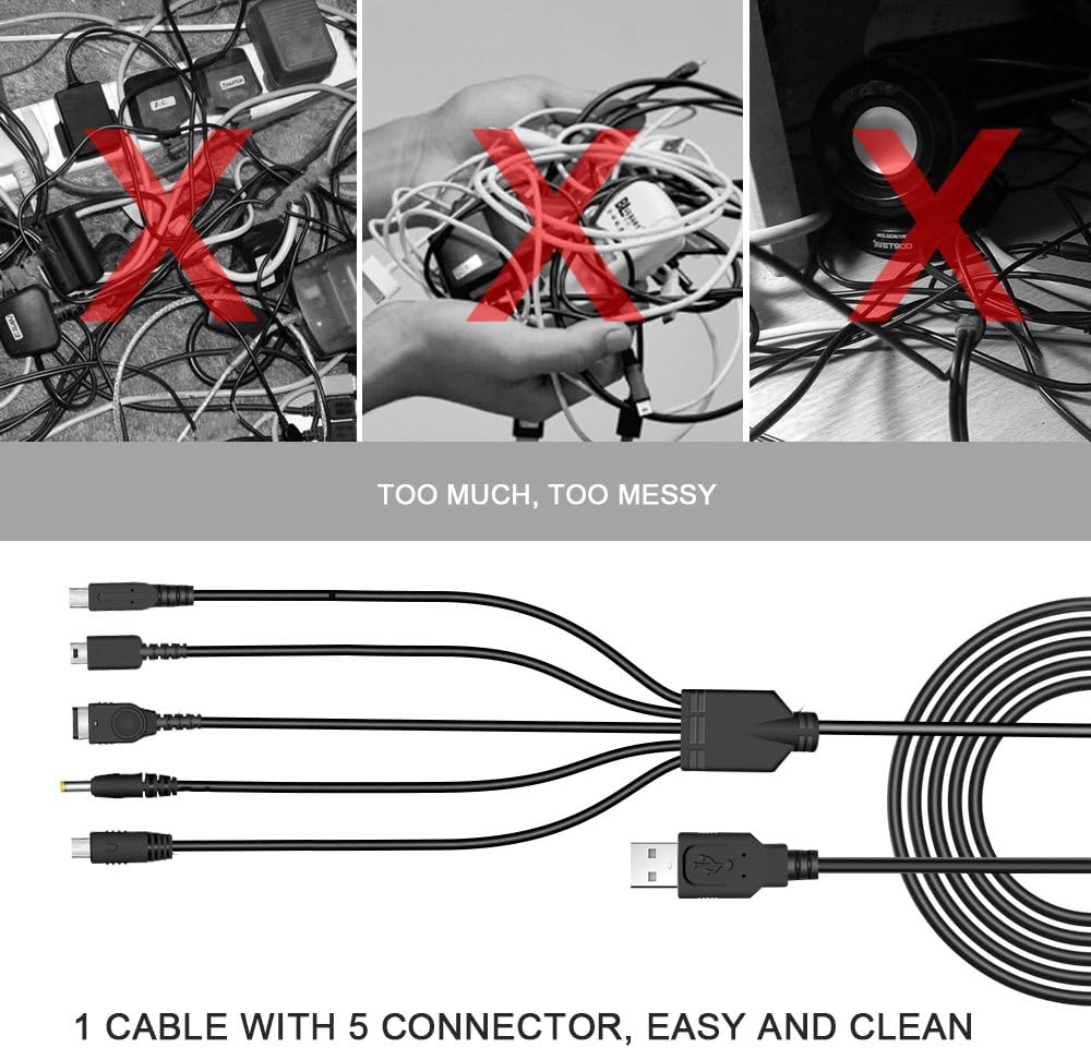 6amLifestyle 5 in 1 USB Charger Cable for Nintendo DS Lite/Wii U/3DS & 4 Pack Controller Holder Stand Built in Anti-Slip Pads : Video Games