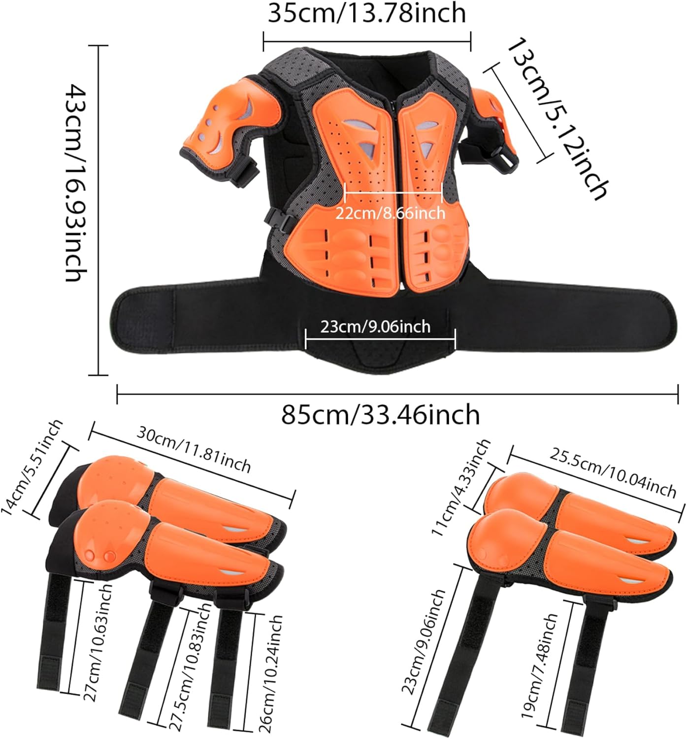 Kids Motorcycle Gear Set 1 Set Breathable Shockproof Adjustable Protective Body Armour for Dirt Bike Skateboard Motocross Riding Resistant