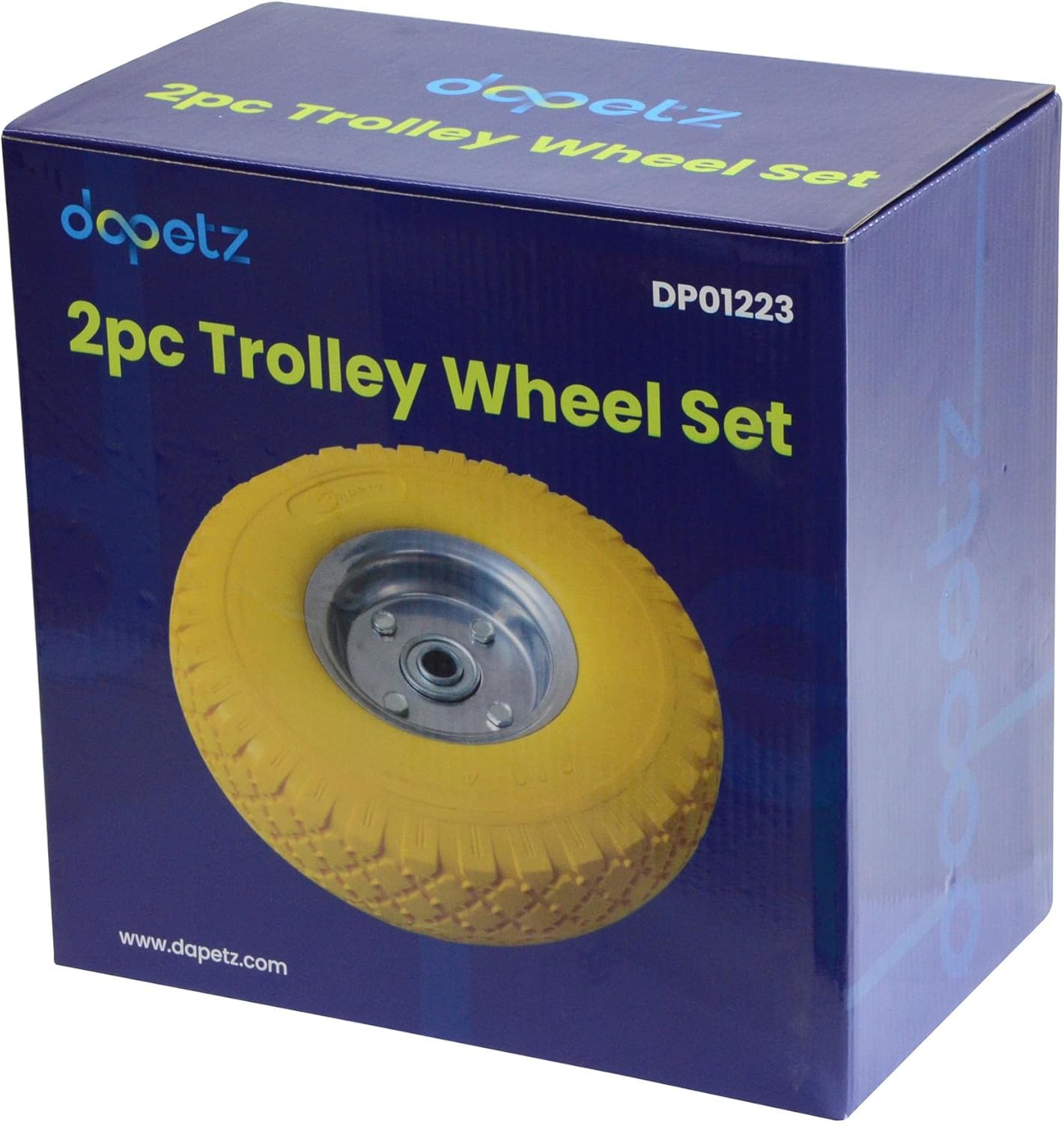 Dapetz 2 x 10 Yellow Sack Truck Hand Trolley Cart Wheelbarrow Wheel Puncture Proof Replaceable Solid Rubber Wheel Tyre Tires for Garden Cart Puncture Proof