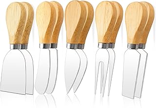 10Pcs Cheese Knives, Premium Cheese Knife Set for Charcuterie Board, Mini Stainless Steel Cheese Knife, Cheese Spreader, Cheese Fork with Wooden Handle for Charcuterie Serving Knife
