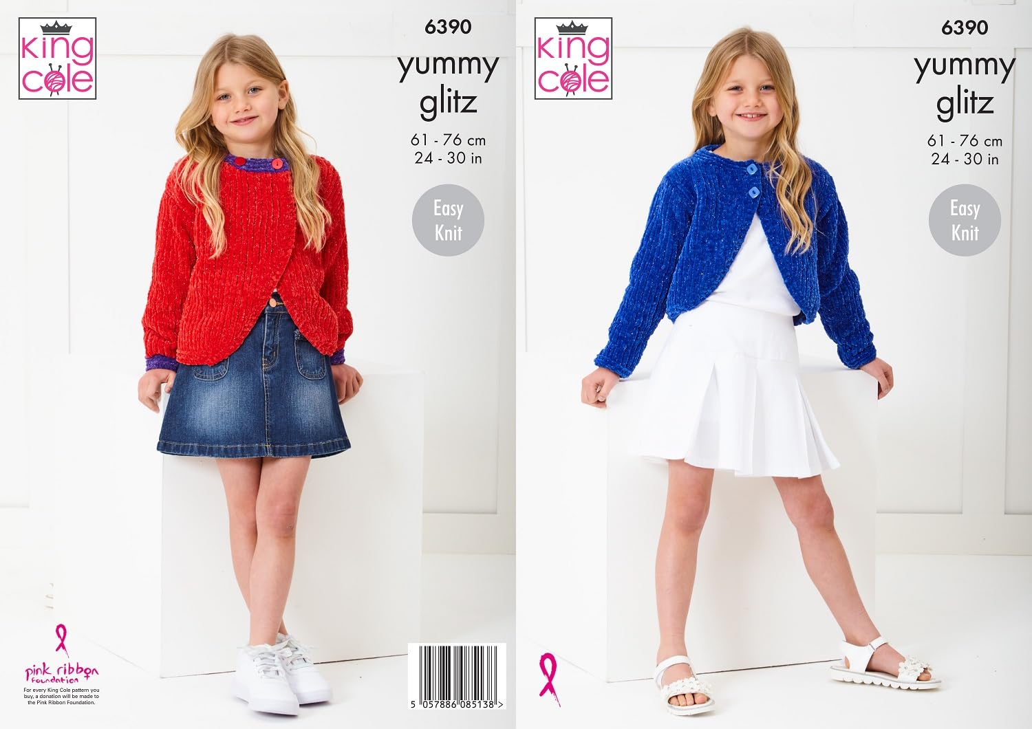 King Cole 6390 Knitting Pattern Easy Knit Girls Long Sleeve Boleros