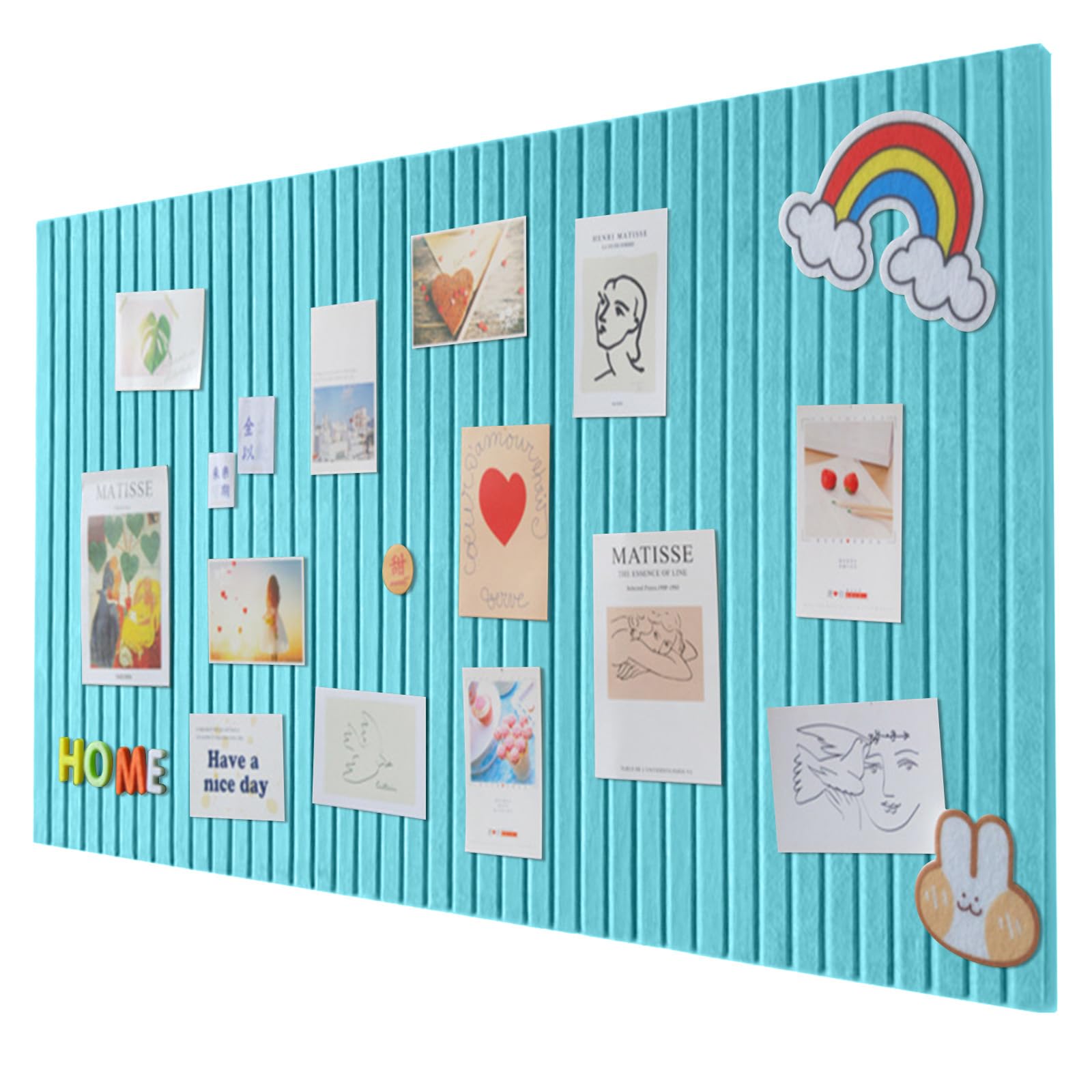 60 x 40 cm Felt Board, Large Felt Notice Board, Self-Adhesive, Decorative Felt Notice Board, 0.9 cm Thick, Foldable Photo Board, Memo Boards, Bulletin Board, Wall Decoration for Office, Kitchen, Lake