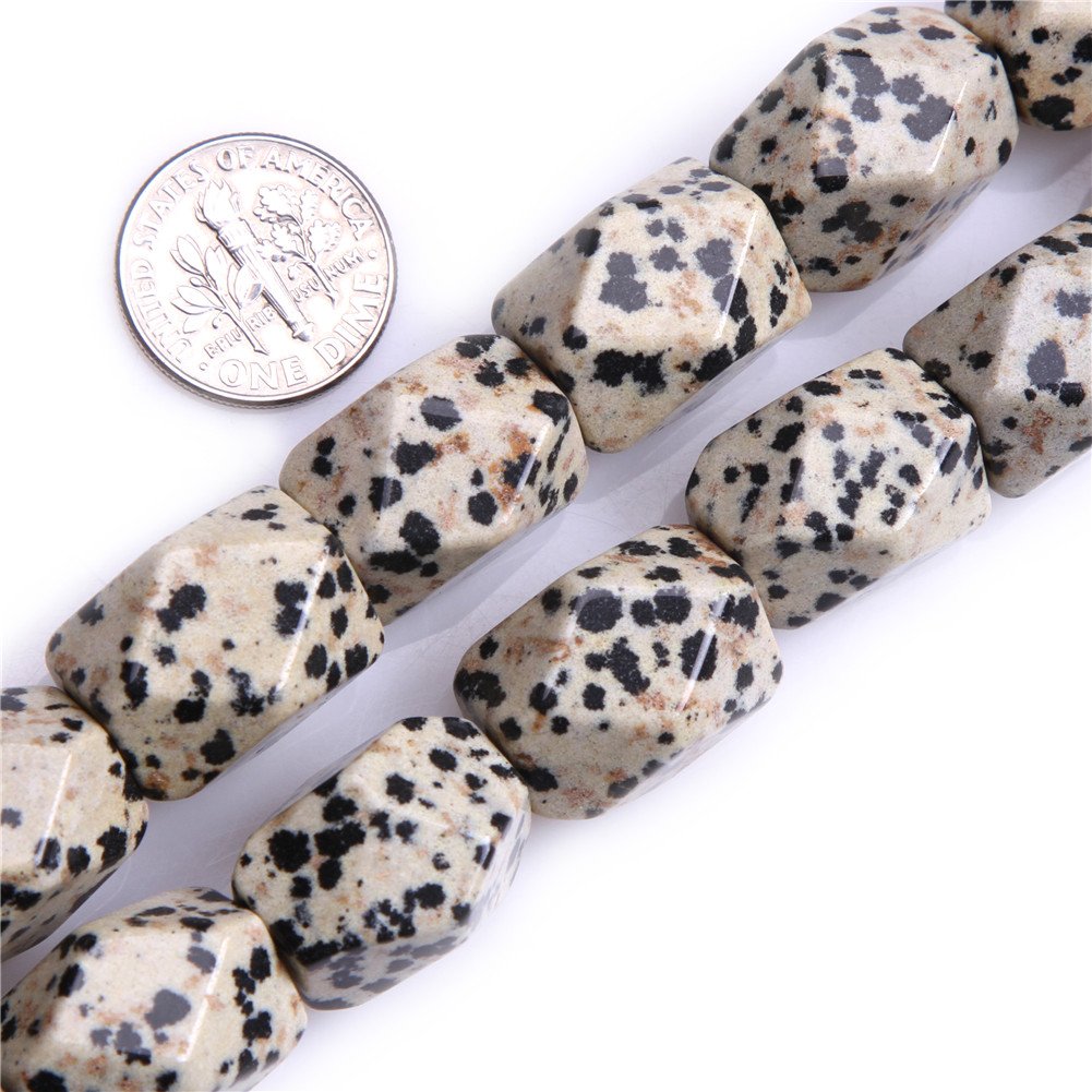Gem-Inside Create Your Own Fashion Girls 12X18mm Dalmatian Jasper Sweet & Happy 'S Store 12X18mm Faceted Gemstone Dalmatian Jasper Beads Strand 15 Inch Jewellery Making Beads