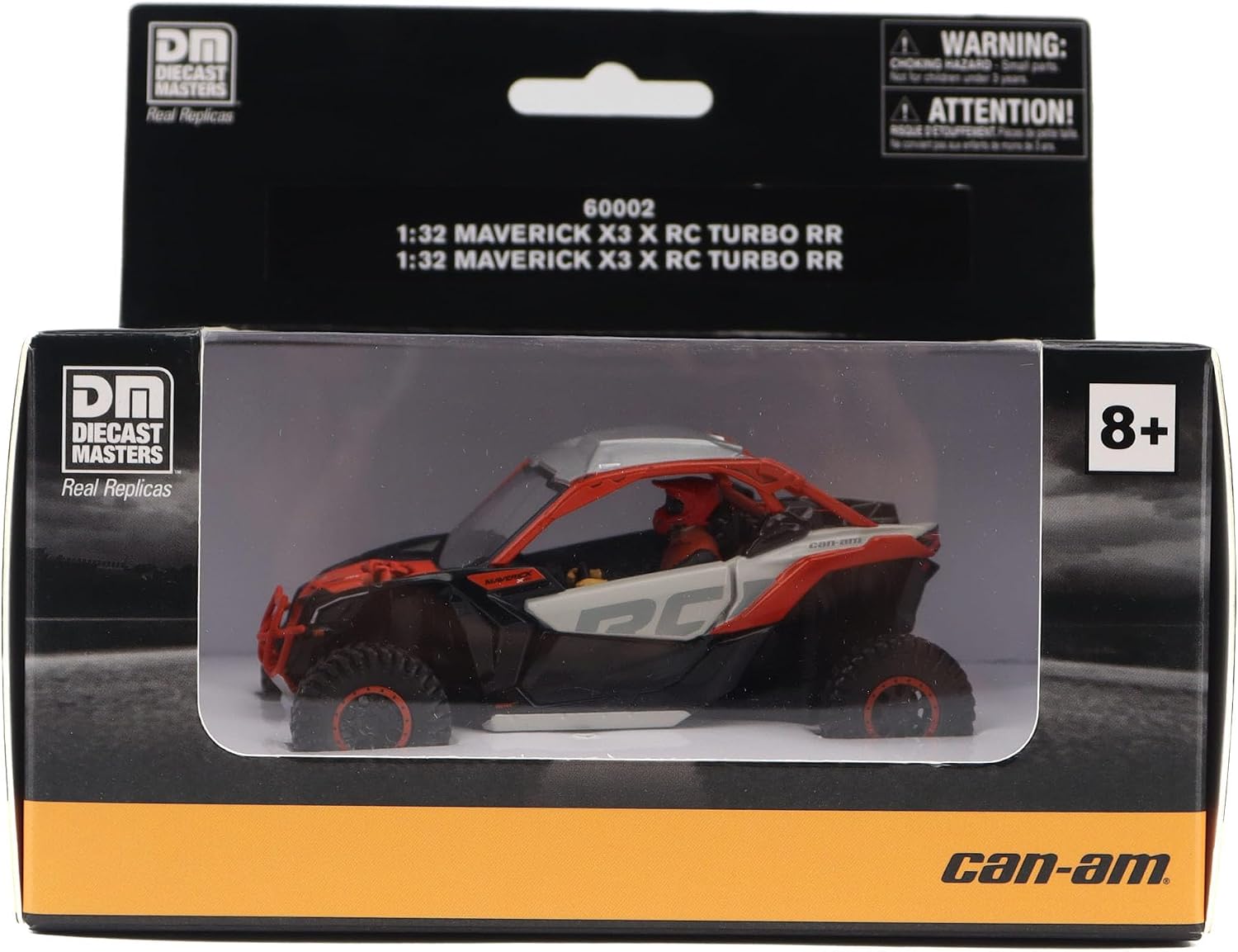 Diecast Masters BRP Bombardier Models 1:32 Scale Diecast Replica Can-Am Maverick X3 X rc Turbo RR, Chalk Gray & Magma Red | Item 60002