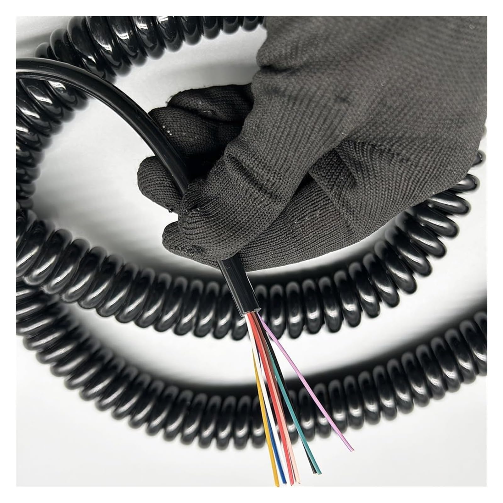 Kabel telefoniczny Przewód zasilający spiralny, elastyczny, sprężynowy, 24AWG, 9-żyłowy, spiralny, teleskopowy, z czystej miedzi, o wysokiej elastyczności(Stretch 3.75 Meter)