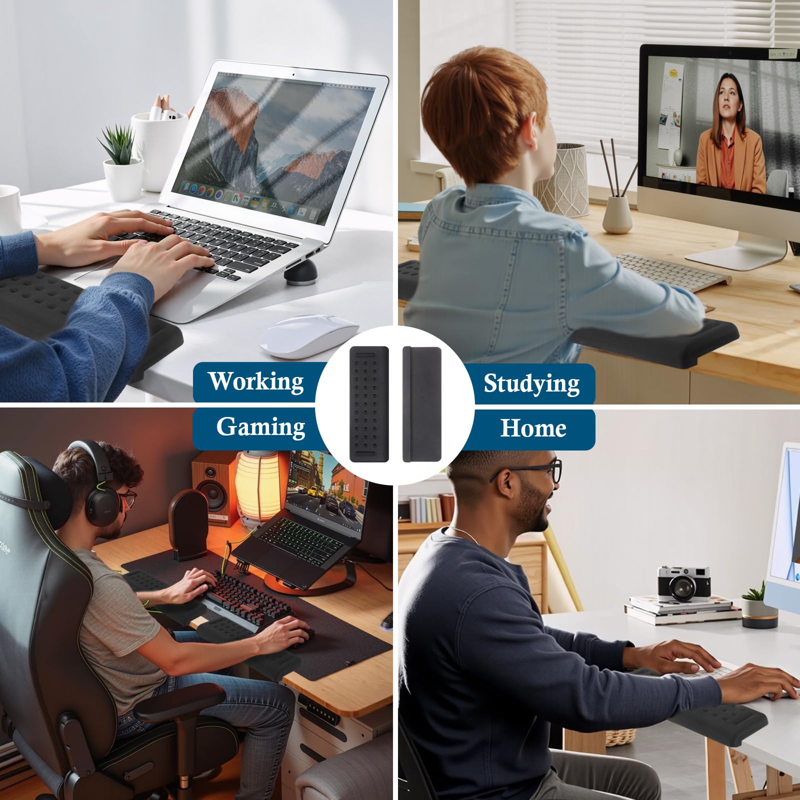 Fentar 2 szt. Podpórka pod nadgarstki w kształcie litery L, poduszki z pianki z pamięcią kształtu, antypoślizgowa ergonomiczna podpórka pod nadgarstki podpórka pod nadgarstki biurko, redukcja stresu