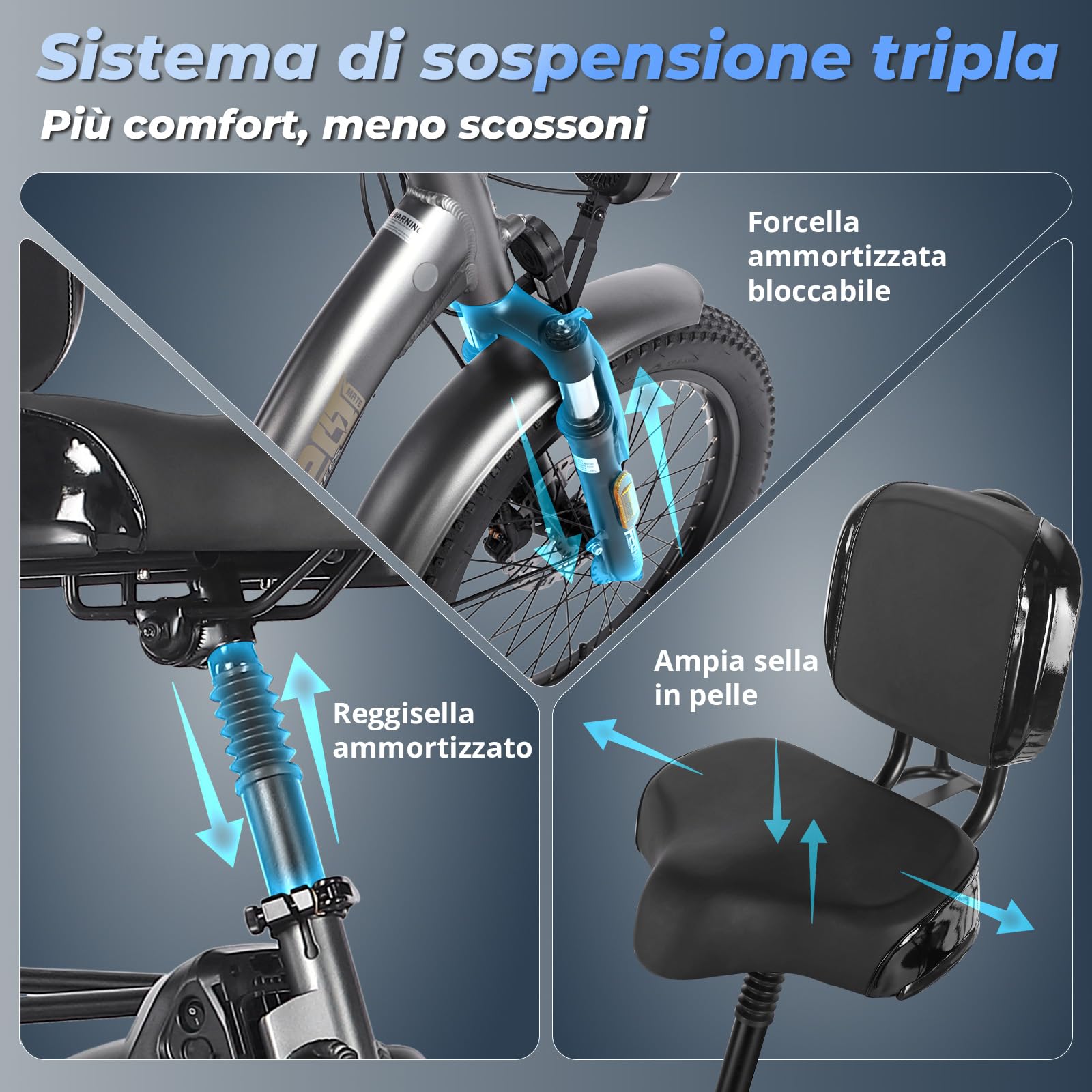 Fafrees Triciclo Elettrica 48V23Ah Batteria Rimovibile Bici Elettrica Pieghevole a 3 Ruote 20"×3.0", Autonomia 70-120km, Ebike per Adulti Uomo Donna, Freni a disco idraulici