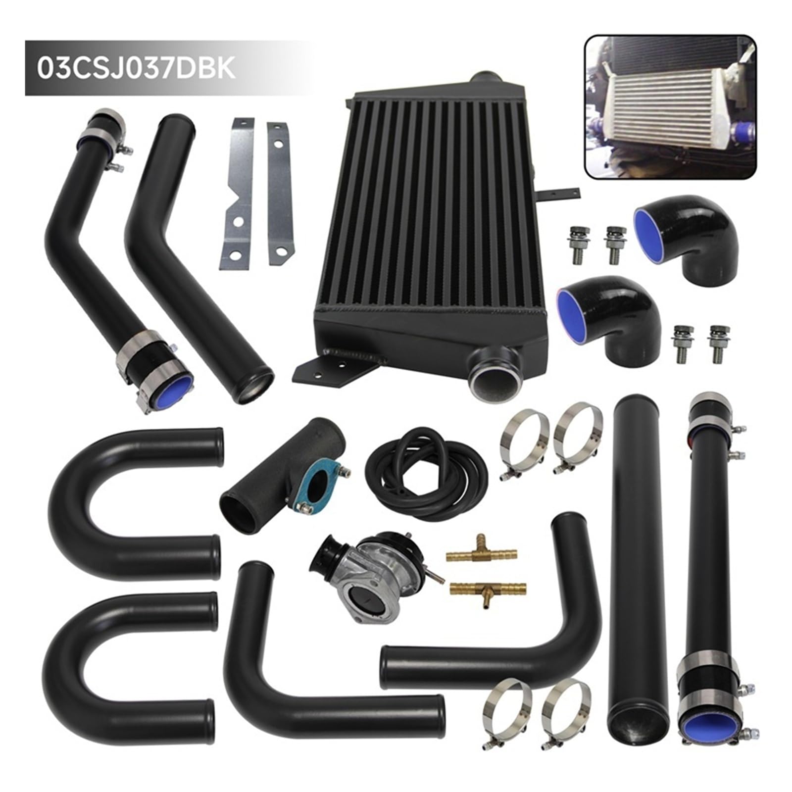 Pasuje Do Intercooler Tt Mk1 460x240x50mm Uniwersalny + 8 Sztuk 2 "51mm Aluminiowy Wąż Rurowy BOV Zestaw Zacisków DIY Czarny/niebieski Intercooler do turbiny samochodowy