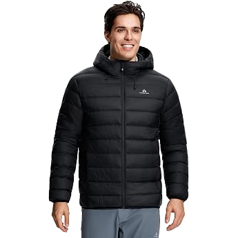 Pioneer Camp Men's Down Jacket Winter 90% Duck Down 650 Fill Lightweight Warm Quilted Jacket Waterproof Windproof Packable Puffer Jacket with Hood Outdoor Jacket