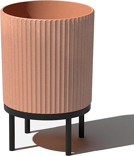 Miniatura 10 de Veradek Demi Series - Maceta redonda con soporte para porche o patio, soporte de plástico duradero para hormigón y madera, decoración moderna para