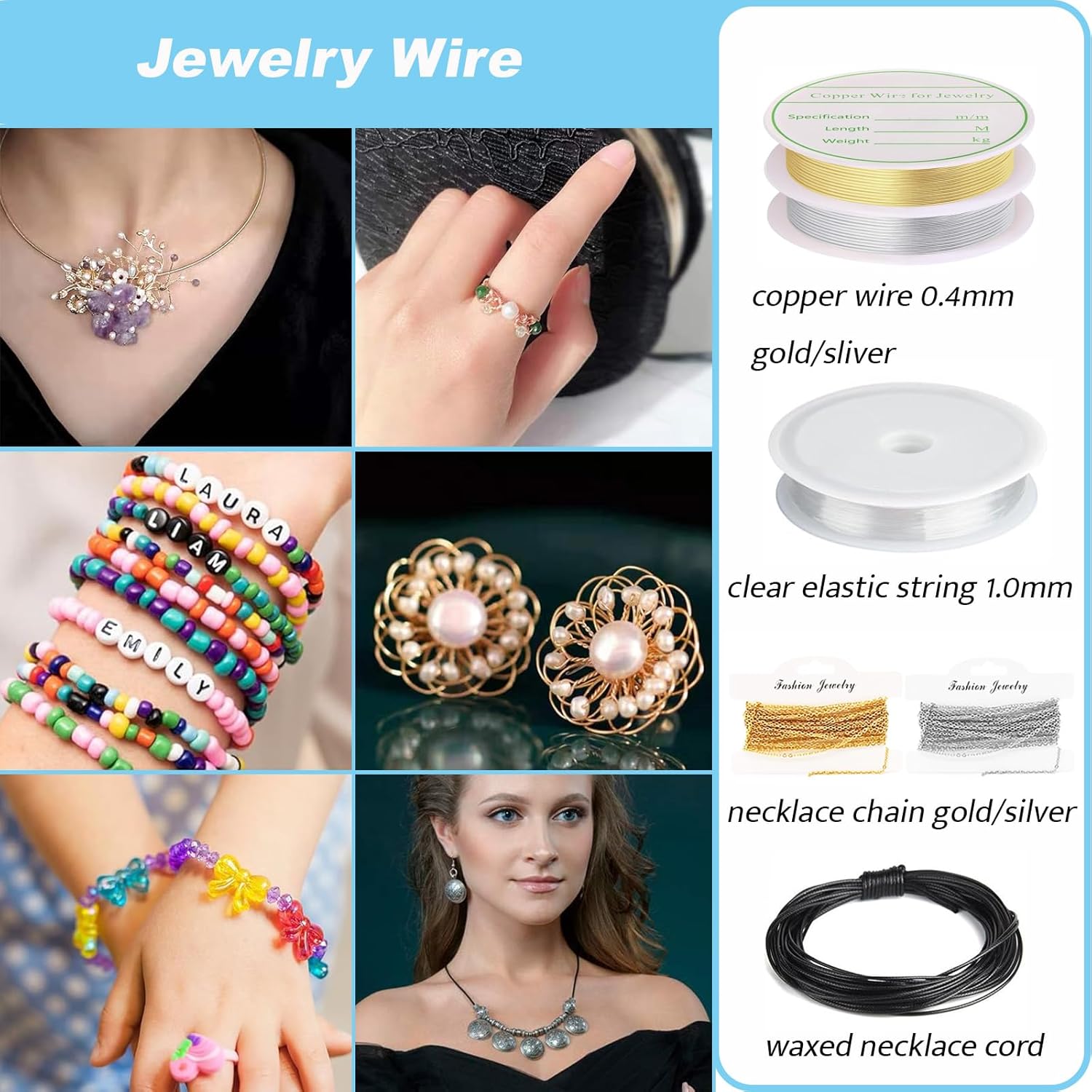 EUIQUE Jewelry Making Supplies Kits Repair Tools for Adults with Pliers, Wires, Necklace Chains, Findings and Helping Hands - Image 6