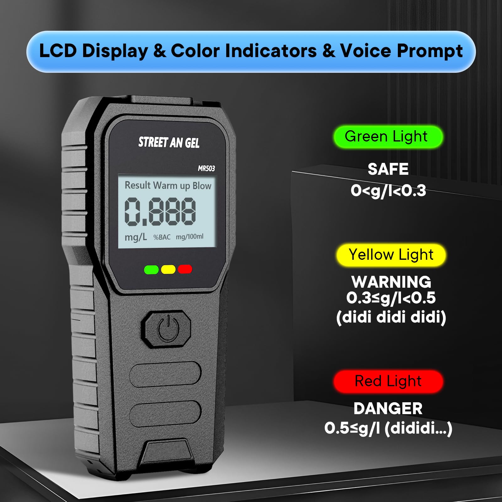 Alcootest Ethylotest Electronique, Alcootest Professionnel de Haute Précision avec Affichage Numérique LCD Bleu, 10 Embouchures, Portable Testeur d'alcool pour Usage Domestique et Personnel