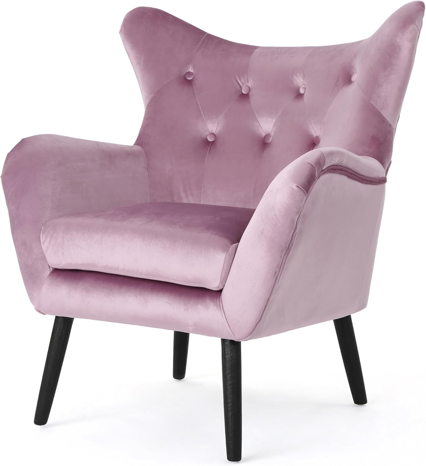 Accent Chair, Mid Century Modern Chair, Tufted Upholstered Single Sofa Comfy Side Armchair with High Back Leisure Vanity Guest Wingback Chair for Office Study Vanity Waiting (Lavender)