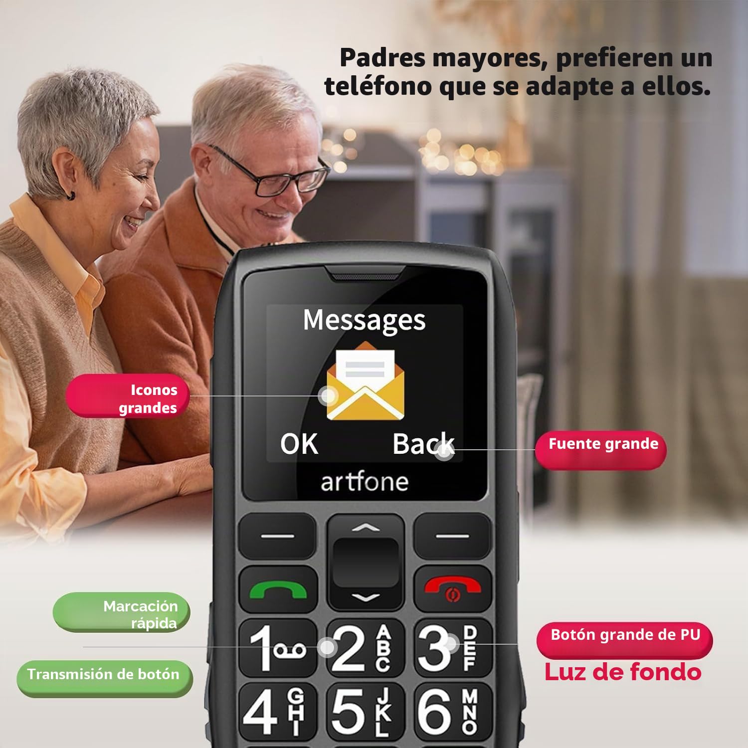 artfone C1+4G Pro Negro- Volte Teléfono Móvil para Personas Mayores丨Senior Moviles de Teclas Grandes y Volumen Alto丨Contactos con Imágenes丨Botón SOS丨Base de Carga丨Bateria 1800mAH丨FM丨Bloqueo de Teclas