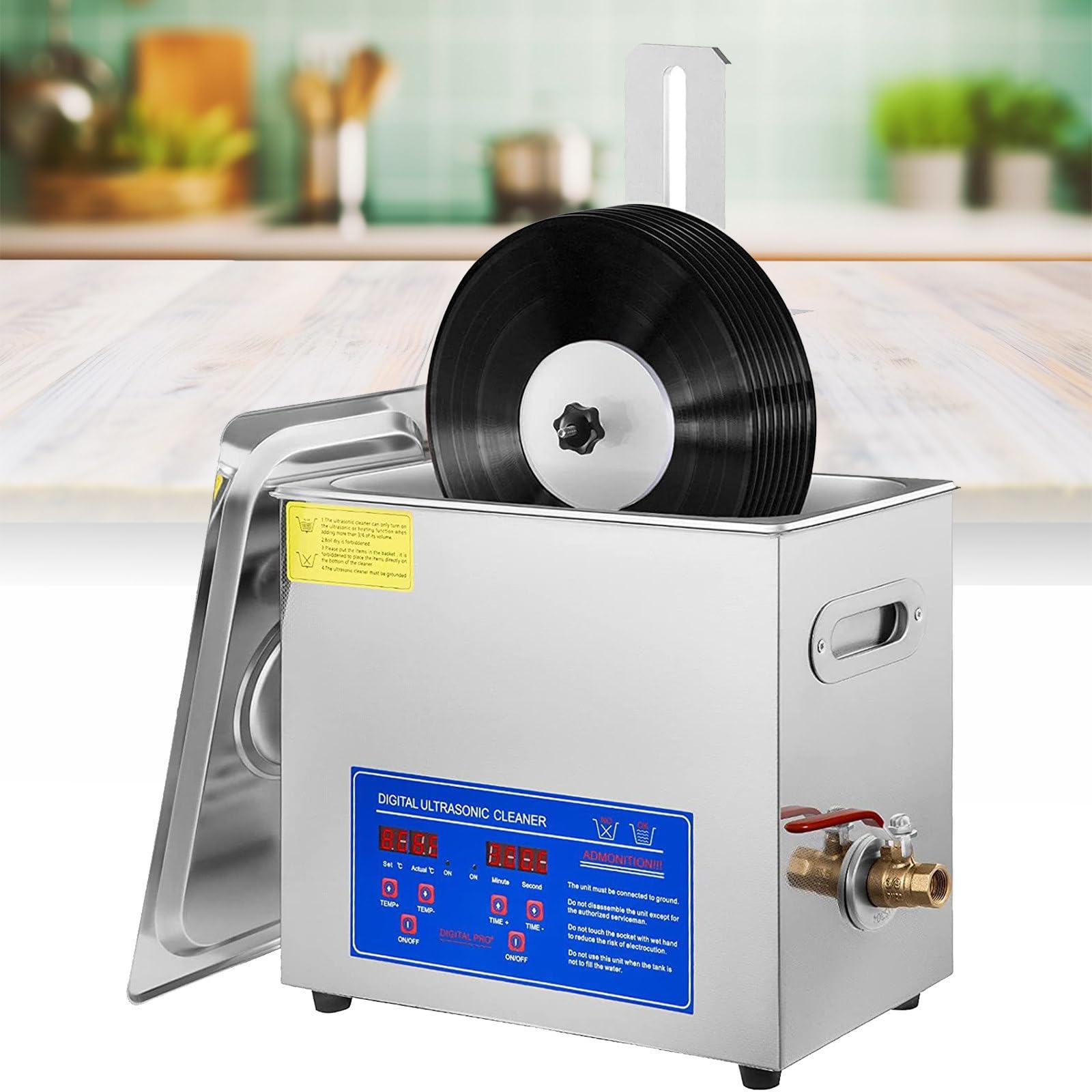 Pulitore Ad Ultrasuoni per Dischi in Vinile da 180 W 40 Khz,Sistema di Pulizia per Dischi in Vinile con Timer e Controllo della Temperatura, Pulizia con Vibrazione a Doppia frequenza