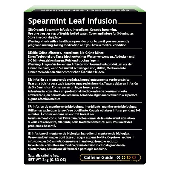 Buddha Teas Organic Spearmint Tea - OU Kosher, USDA Organic, CCOF, 18 Bleach-Free Tea Bags