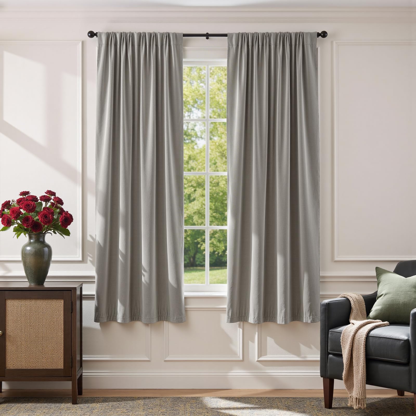 Lazzzy Velvet Curtains Light Gray Thermal Insulated Drapes for Bedroom Living Room Darkening Window Treatments Super Soft Luxury Rod Pocket 72 Inches Long 2 Panels, W42 x L72 — image 1