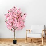 OUSHENG Fleur de cerise artificielle, Faux Plantes Intérieur Décor, Feaux Rose Sakura Fleurs pour le salon Maison Maison Entrée Chambre Bureau Intérieur Décorations, 4FT