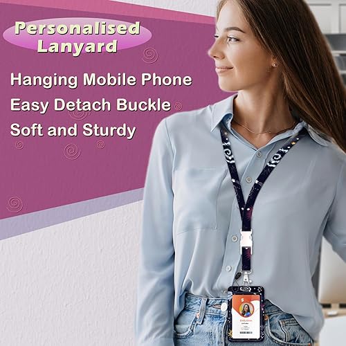 Miniatura 4 de Soporte para tarjetas de identificación con cordón, soporte retráctil para tarjetas de identificación, correa desmontable para el cuello con carrete