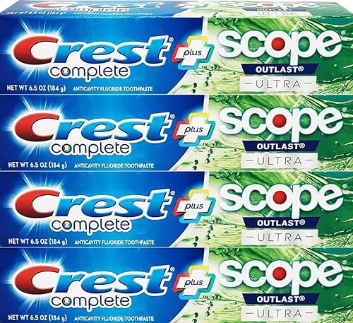 Crest Complete Whitening Plus Scope Outlast Ultra Pasta de dientes 65 oz 184 g - Paquete de 4