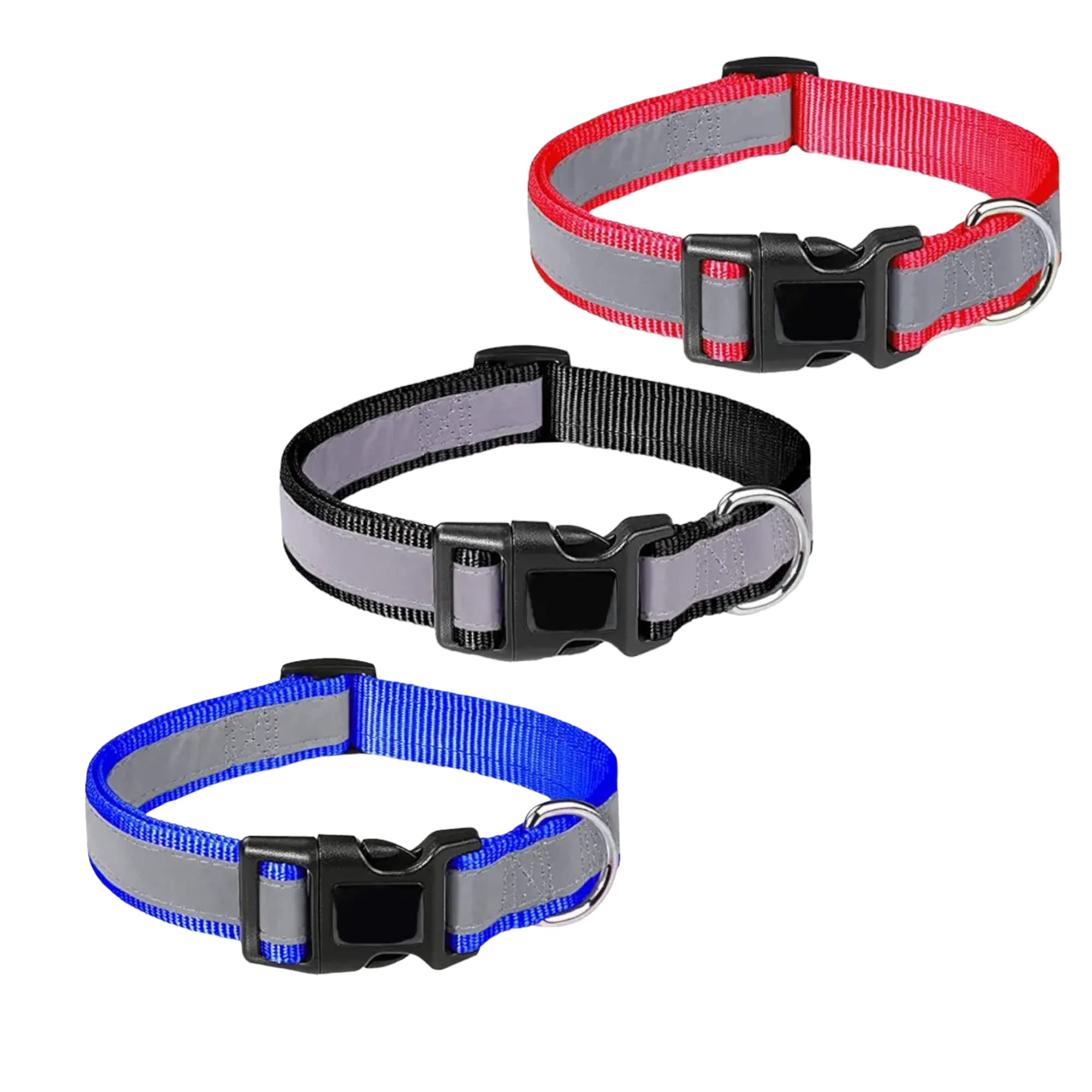 Pihupaws Nylon Adjustable Reflective Night Visibilty Dog Collars for Stree Dogs Medium Size Breeds Pack of 3 (B0BTYT7XY1) Amazon Price History, Amazon Price Tracker