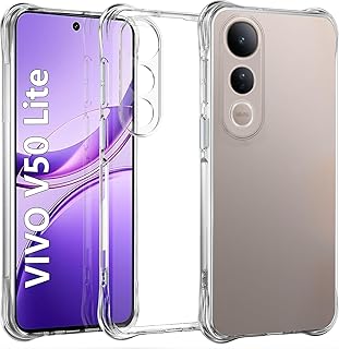 جراب حماية لموبايل فيفو V50 لايت شبكة الجيل الخامس 5G شفاف ناعم من البولي يوريثين الحراري والسيليكون ممتص للصدمات بزاوية معززة وحماية كاملة للكاميرا