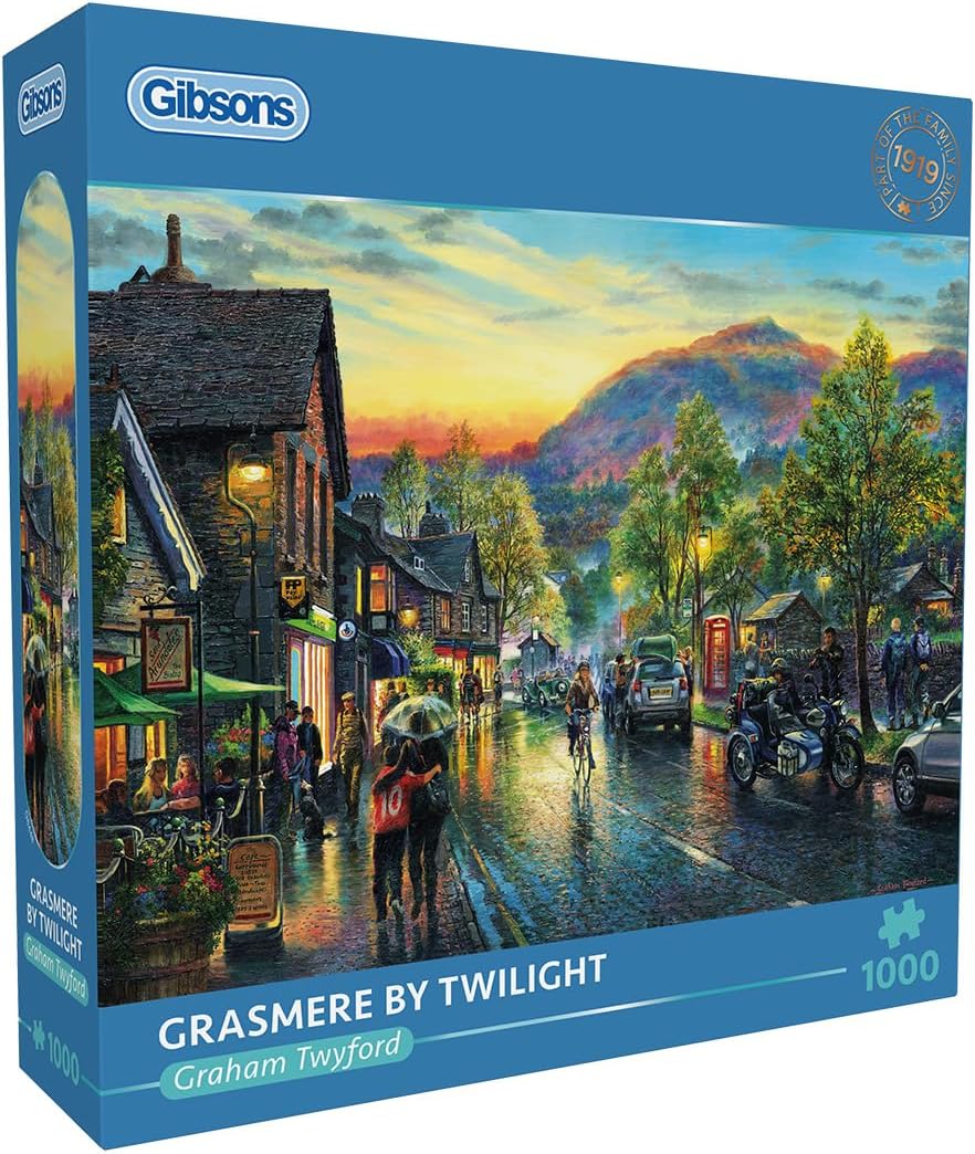 Gibsons 1000 Piece Puzzle for Adults Grasmere by Twilight Jigsaw Lake District Countryside Scene, Thick Premium Pieces, Sustainable Puzzle Made from 100% Recycled Board, Great Gift by Gibsons Games