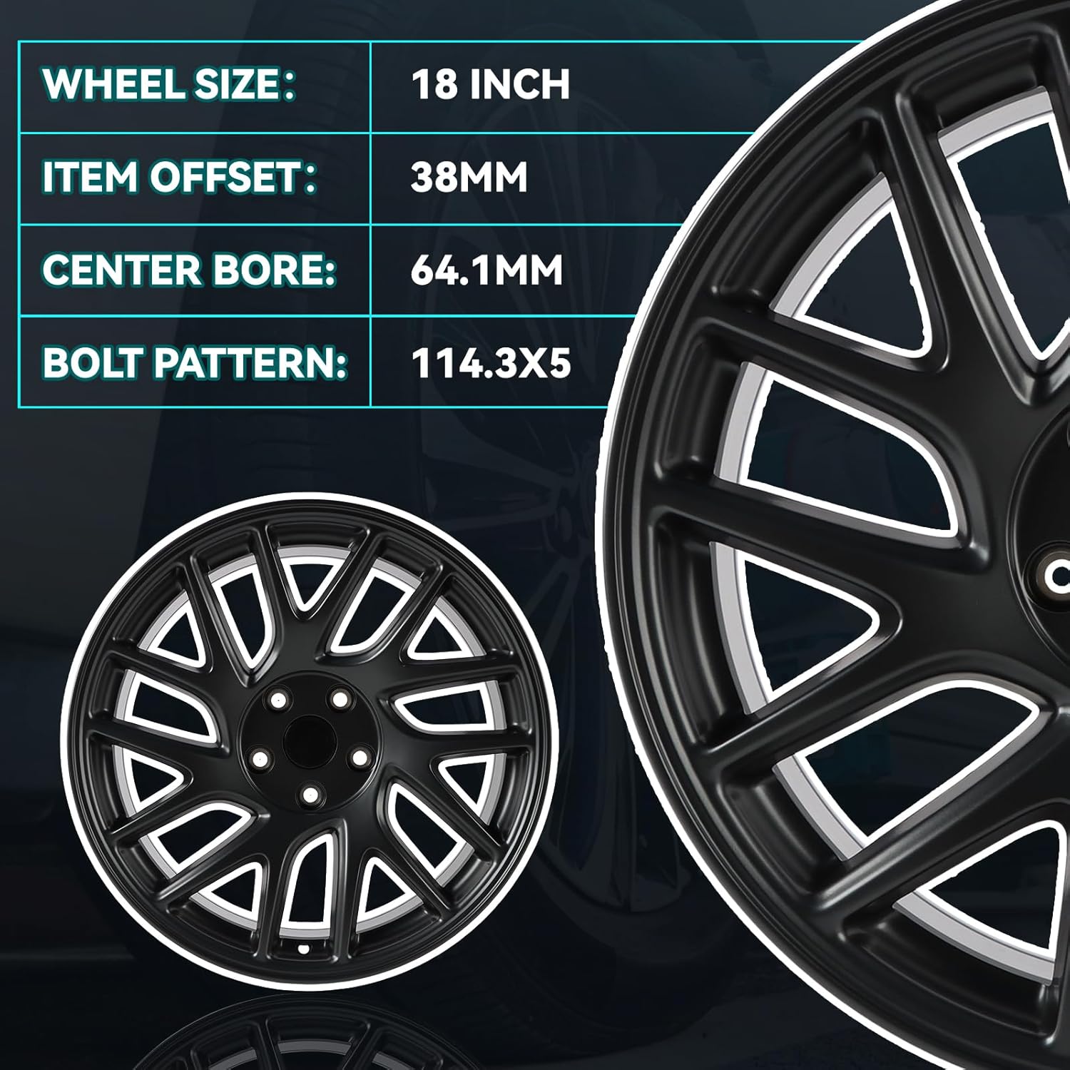 New Single 18 x 8.5" 18 Inch Dark Charcoal Premium Aluminum Alloy Wheel Rim Fits for Tesla Model 3 2024, 95910 OEM Design Replacement Rim