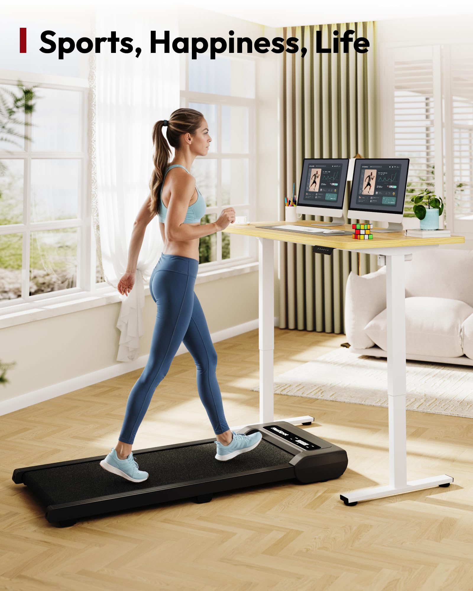 SANODESK Escritorio Elevable Eléctrico 120cm con Tablero Entero de Una Pieza, Regulable en Altura con Memoria, Estable y Silencioso, con Gancho y Portabotella, Oficina y Hogar (Arce)