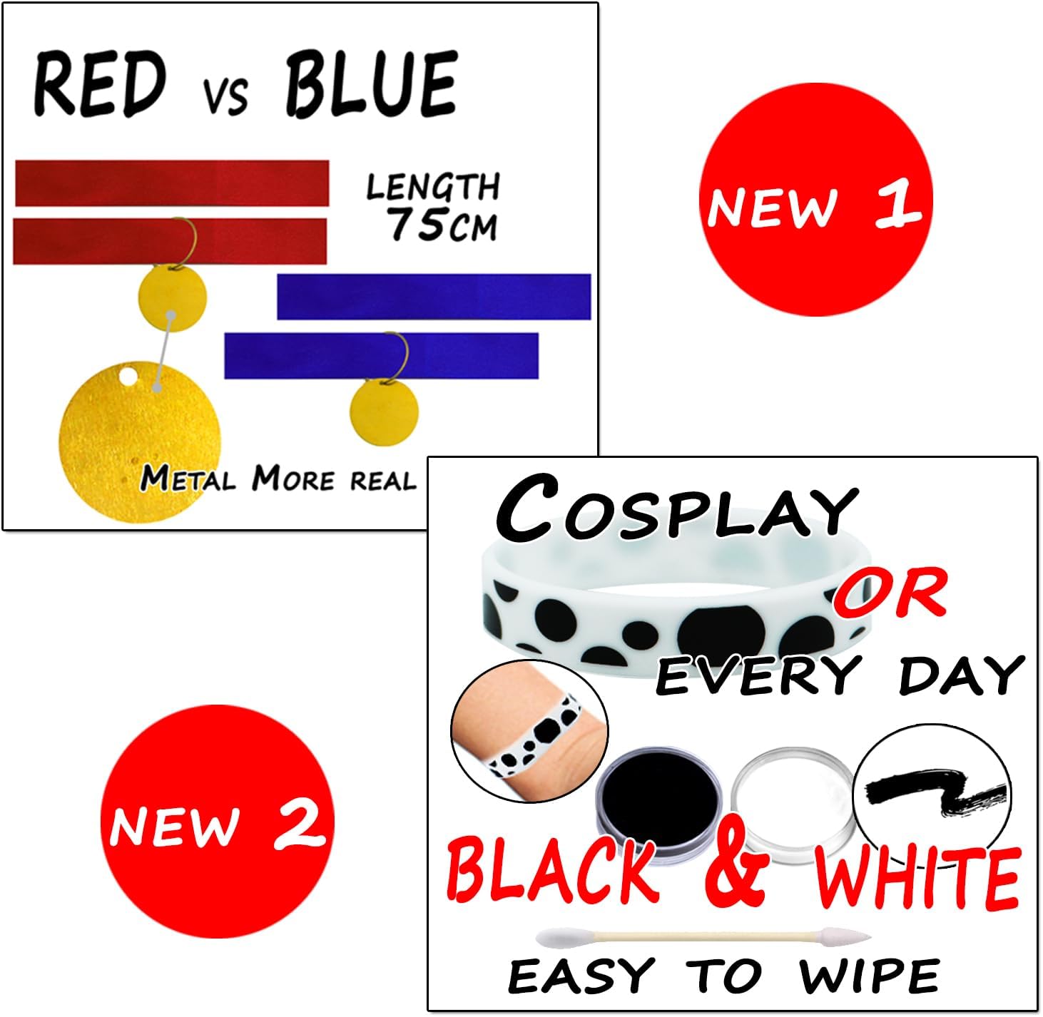 2 Set Dalmatian Dog costume Ear Headband, Bow Tie, Tail set, Silicone bracelet,Collar and 144 Pieces Black Adhesive Felt for Halloween DIY Projects Costume - Image 3