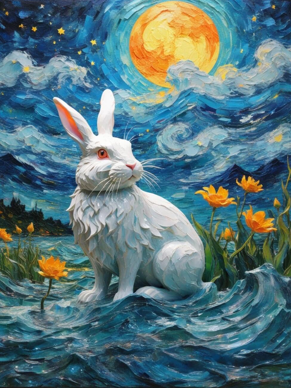 Henypt Cross Stitch Kits Fantasy Rabbit Animal DIY Arts Aand Craft Kit for Beginners The Elderly with Accessories Home & Leisure/Gifts 14CT 60x80cm