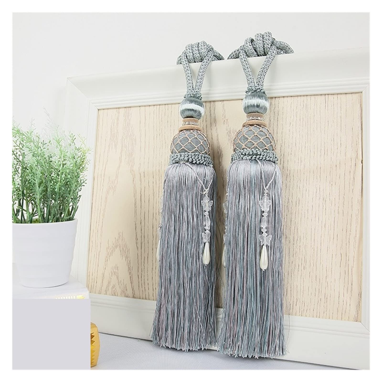 2PCS Kurtyna Wiszące kule Ball Haczyk Bandaż Bandaż Lobbing Pasek Tassel Tiebback Buckle Dekoracja domu wanglan(Blu)