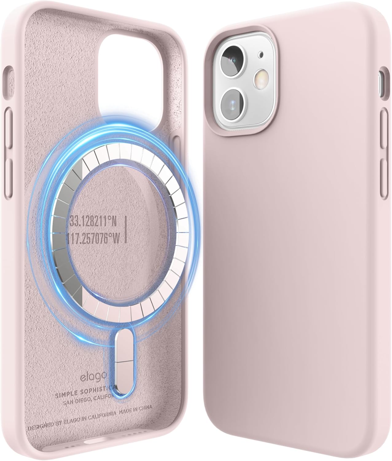 elago Magnetic Silicone Case Compatible with iPhone 12 Mini 5.4 Inch - Premium Liquid Silicone, Built-in Magnets, Compatible with All MagSafe Accessories (Lovely Pink)